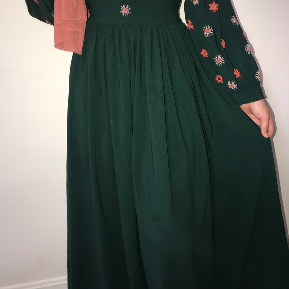 Handmade maxi dress with hand sewn embroidery. Size Medium-Large. (6-10)